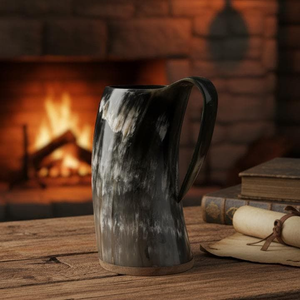 Taza de Cuerno Pulido Ecológica y Opulenta, Hecha a Mano, un Obraje Moderno que Representa la Sofisticación Rústica para Beber Cerveza - Product Image 4