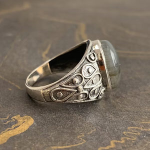 Vintage 925 Sterling Silver <b>Labradorite</b> Gemstone Statement <b>Ring</b> February Birthstone Unique Jewelry For Every Day - Product Image 2