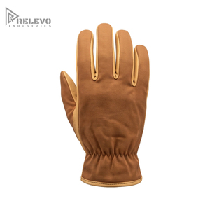 Gants de travail en cuir personnalisés pour hommes, résistants, en cuir de vachette brun, pour mécaniciens, avec paume renforcée par rivets - Product Image 1