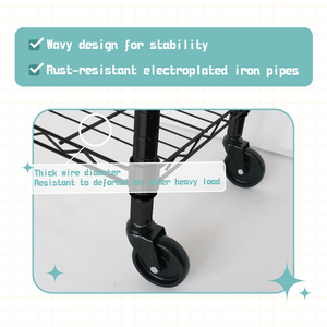 Étagère métallique mobile noire à 3 niveaux avec revêtement en poudre d'une capacité de 200kg pour restaurant, garage, cuisine, garde-manger et usage commercial - Product Image 3