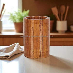 Soporte de madera para utensilios de cocina, organizador de vajilla rústica para encimera de cocina, cuchara y espátula, estante de almacenamiento - Product Image 2