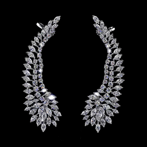 Boucles d'oreilles de créateur de luxe en or 14 carats plaqué rhodium, certifiées IGI, serties de pierres de laboratoire taille marquise, pour femme, bijoux de mariage et de mariée - Product Image 1