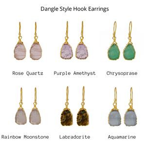 Elegante ElJoyero mujer chapado en oro natural púrpura amatista cuarzo pendientes 10x15mm elegante forma de gota gancho hecho a mano moda - Product Image 4