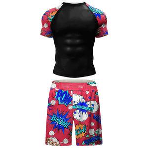 Ensemble T-shirt et pantalon de rashguard MMA personnalisé, uni, avec coutures apparentes et effet délavé pour hommes, pour la boxe, le Muay Thai, le kickboxing, le Jiu-Jitsu et les vêtements de sport - Product Image 5