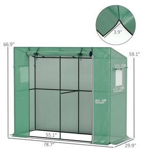 Serra Portatile da Esterno con Copertura in PE Resistente ai Raggi UV, Piccola 6.6 X 2.5 X 5.6, Colore Verde per Giardini - Product Image 6