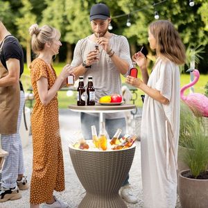 Outdoor Adjustable Height Cooler Table 8 Gallon Beer Wine Cooler All-Weather Resistant Patio <b>Bar</b> Outdoor <b>Cool</b> Furniture - Product Image 6