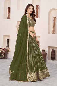 Burgundy <b>Sequin</b> A-Line Crop <b>Top</b> Maxi Lehenga Choli Embroidered Organza Dupatta Evening Dress Reception Wedding Outfit - Product Image 2