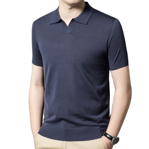 Custom Men Sweater Short Sleeve T-<b>shirt</b> <b>Half</b> Sleeve Bottom Knit Polo <b>Shirt</b> Jumpers Pullovers <b>Button</b> Placket Spring Autumn - Product Image 2