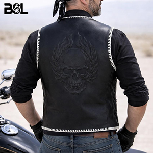 Chaleco de Cuero para Motociclista, Verano, Hombre, Superventas |   Chaleco de equitación transpirable con tallas grandes y cierres metálicos |   Chaleco de motociclista bordado - Product Image 2