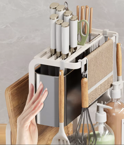 Organisateur d'évier télescopique magnétique double niveau OEM/ODM Vietnam avec égouttoir et étagère de rangement pour torchons - Product Image 4