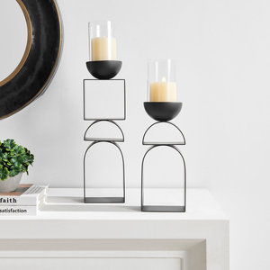 Minimalist <b>Black</b> <b>Metal</b> <b>Candle</b> <b>Holder</b> Modern Decorative <b>Candle</b> Stand For Home Decoration - Product Image 2