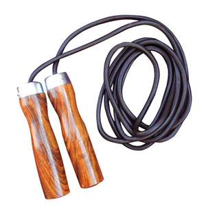 Corde à sauter en coton torsadé brun foncé, cordon fin, poignées droites en bois, sensation légère, mouvement fluide, cordes à sauter rapides pour cardio - Product Image 6