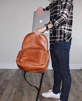 Sac à dos pour ordinateur portable en cuir véritable vintage de haute qualité avec logo personnalisé, fermeture éclair métallique, pour les écoliers, les filles, le travail, les voyages
