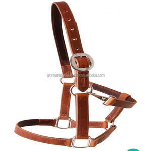 Tan marron Double épaisseur selle cuir cheval licou produits de course équestre anglais cuir licou pour chevaux - Product Image 4