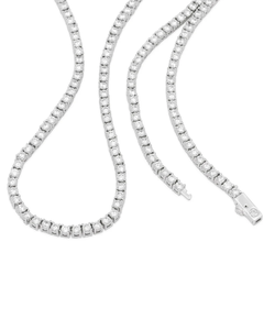 Collar Clásico de Cadena de Serpiente con Diamantes Chapado en Rodio, Joyería Unisex para Fiestas, Aleación de Zinc con Engaste de Canal, Corte Brillante Redondo - Product Image 1