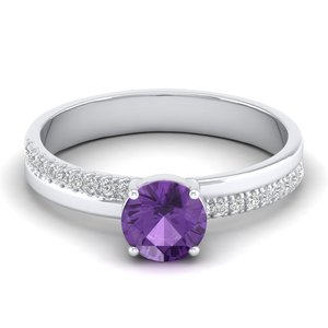 REYES Best Selling 14K White <b>Gold</b> Diamond Wedding Gift <b>Rings</b> For Women Wholesale Price <b>Amethyst</b> Gemstone Engagement <b>Ring</b> - Product Image 1