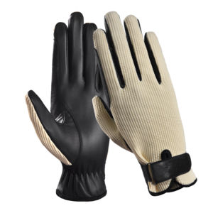 Gants d'équitation durables en néoprène avec dos en tissu texturé, antidérapants, poignet réglable, légers, respirants, gants d'été - Product Image 4