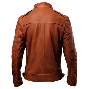 Most Demanding Full Sleeve <b>Men's</b> Leather Outerwear <b>Jackets</b> Windproof Stand Collar Zipper Closure Sheepskin Leathers <b>Jacket</b> <b>Men</b> - Product Image 2