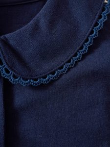 Girls' Polo Shirt Elegant Fashion Lace Collar Suitable for 3-12 Year Old Girls <b>Long</b> Sleeve T-Shirt School & Outdoor Wear Button - Product Image 4
