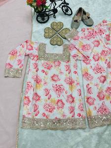 Ensemble Kurta Sharara à fleurs pour bébé fille – Tenue de fête et de cérémonie - Product Image 5