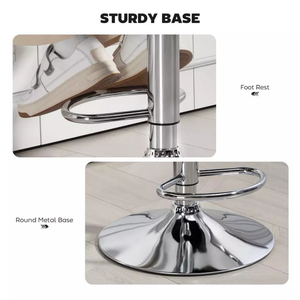Taburete de Bar Giratorio de Cuero Sintético, Silla Ajustable para Barra de Cocina, Taburete Tapizado para Desayuno, para Hogar, Pub, Hotel y Comedor - Product Image 3