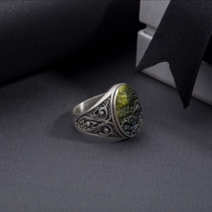 Premium Raw Moldavite Gemstone <b>Ring</b> | 925 Sterling Silver Men's <b>Ring</b> | Certified Natural <b>Crystal</b> Boho Statement Jewelry | 2026 - Product Image 5