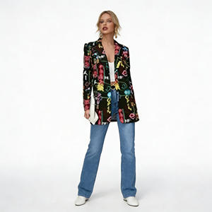 Oferta en Blazers de Mujer Temu, Estampado Colorido, Corte Holgado Informal, Manga Larga, Abertura Frontal, para Uso Diario y Fiestas - Product Image 6