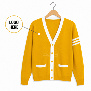 Cosh International Sorority Acrylic Wool Blend - Cárdigan Elegante de Manga Larga en Color Amarillo, Suéter Abrigado para el Invierno - Product Image 1