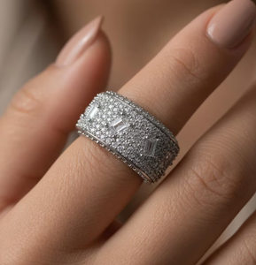 Anillo de Plata 925 con Moissanita y Corte Baguette, Bañado en Rodio, para Bodas, Unisex, para Hombres y Mujeres, Joyería para Fiestas - Product Image 4