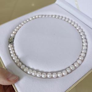 Collier de perles d'eau douce de haute qualité 8-9 mm, translucide, chaîne de pull AK avec une forte lumière froide, extrêmement fin - Product Image 4