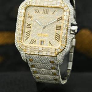 Montre unisexe la plus vendue, sertie de moissanite, avec fonction date automatique, montre de haute qualité avec diamants incolores, prix de gros - Product Image 2