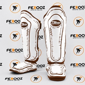 Protège-tibias blancs et oranges de qualité supérieure, équipement de protection professionnel pour le sparring, le MMA, la boxe, OEM pour la lutte - Product Image 5