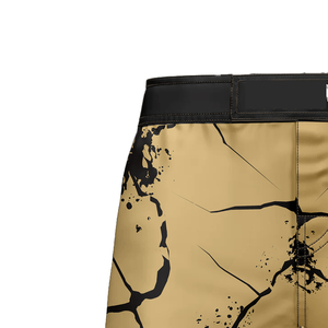 Shorts de bain décontractés pour hommes à séchage rapide, motif craquelé, taille élastique, motif noir et or, shorts de sport - Product Image 4