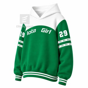 Custom Iota Phi Lambda sorority <b>Hoodie</b> embroidered logo on front green and <b>white</b> color full sleeve cotton for female - Product Image 2