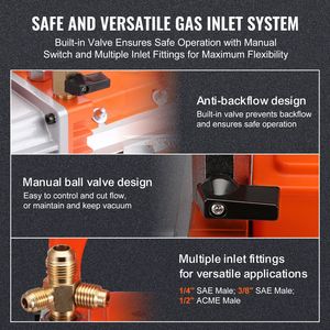 1/3 CFM 120V pompa vuoto rotativa 2 stadi 5 CFM per aria condizionata 1/4 \ "SAE maschio 3/8 \" SAE maschio 1/2 \ "ACME maschio ingresso HVAC - Product Image 5