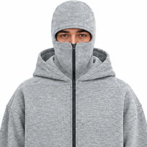 Blouson zippé intégral personnalisé pour homme en polyester et coton, style streetwear décontracté, avec cagoule intégrée et poignets. - Product Image 3
