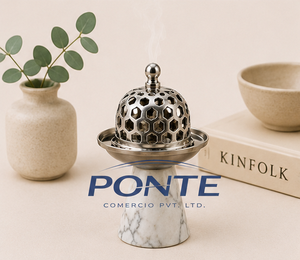 Quemador de Incienso de Mármol Natural y Metal de Alta Calidad, Quemador de Bakhoor Árabe Moderno con Tapa de Panal para Aromatizar el Hogar - Product Image 2
