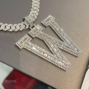Colgante VVS Moissanite Baguette con Letra Iced W Personalizado, Estilo Hip Hop de Lujo, Chapado en Oro de 18K sobre Plata 925, Certificado GCI IDGL - Product Image 4
