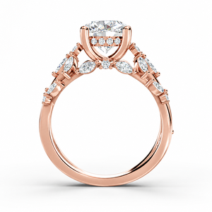 Bague de fiançailles en diamant de laboratoire certifié IGI, taille marquise, avec pierres latérales en forme de feuille, plaqué rhodium, or 10K 14K 18K, argent 925 935 - Product Image 4