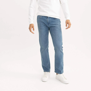 Jeans de Mezclilla de Pierna Recta, Cintura Media, Lavado Medio, para Mujer, Casuales, Largos, 100% Algodón, Corte Regular, Estilo Primavera - Product Image 2