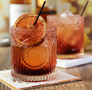 Verres à boire dorés à motif floral rétro, verrerie vintage perlée, verres texturés pour eau et cocktails, verres cadeaux pour les fêtes - Product Image 6