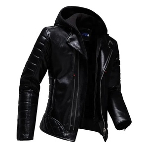 Veste rouge tendance pour homme en cuir PU, veste à capuche, veste de moto, grande taille, vêtements tendance pour homme - Product Image 1
