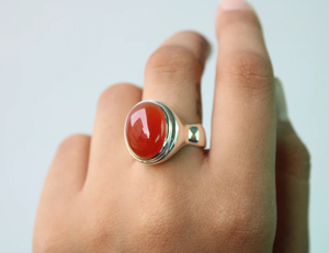 Natural Carnelian <b>Midi</b> <b>Ring</b> 925 Sterling Silver Gemstone Handmade <b>Ring</b> Carnelian <b>Ring</b> Carnelian Silver <b>Ring</b> - Product Image 1