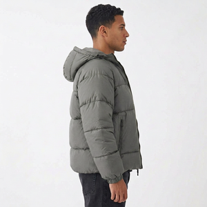 Custom Men's Hooded Puffer Jacket <b>Warm</b> Quilted Winter Coat Insulated Outdoor Casual <b>Clothing</b> Embroidery Front Reversible - Product Image 6