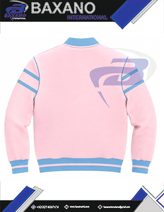 แจ็คแอนด์จิล ออฟ อเมริกา เสื้อแจ็คเก็ตวาร์ซิตี้สำหรับผู้หญิง สีน้ำเงิน ปักตัวอักษรกรีก ซิปด้านหน้า สไตล์พรีปปี้ คอปกและปลายแขนเสื้อปักตัวอักษร - Product Image 5