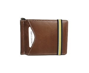 Cartera de cuero unisex con clip para dinero, tarjetero para hombre, monederos con bloque RFID de lujo, venta al por mayor, suministro indio, poliéster abierto, elástico, corto - Product Image 1