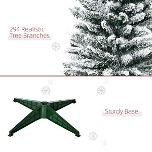 Albero di Natale Artificiale Realistico Sottile di 1,5 m con Effetto Neve e Base in Plastica per Uso Interno - Product Image 5