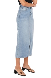 Wholesale Custom Made Ladies Jean Skirts New Design Long Length Cotton Denim Casual Style Breathable Natural OEM Serviced - Product Image 4