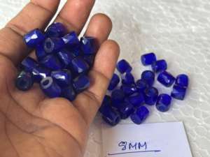 Perles de verre facettées bleu cobalt 8 mm, tube cylindrique transparent, style russe, pour la fabrication de bijoux, fournitures en boîte - Product Image 2