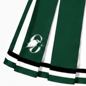 Jupe plissée vert foncé personnalisée par le fabricant pour femmes, uniforme de danse athlétique, tenue de performance d'équipe avec rayures - Product Image 5